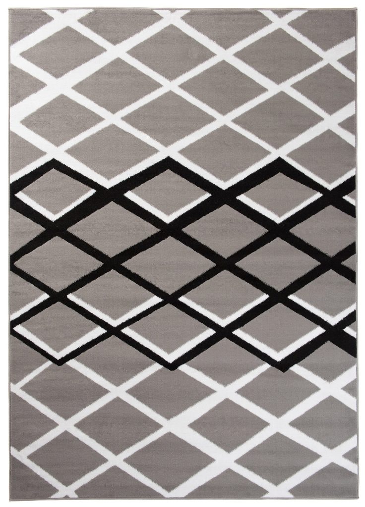 Teppich Dream Modern Kurzflor Grau Schwarz Weiß Karo