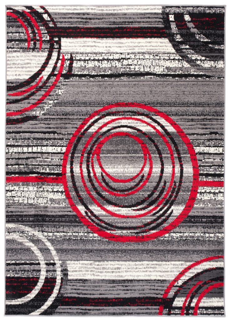 Teppich Dream Grau Rot Abstrakt Kreise
