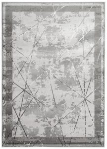 Teppich Crystal Grau Rahmen Geometrisch 3D Effekt