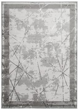 Teppich Crystal Grau Rahmen Geometrisch 3D Effekt