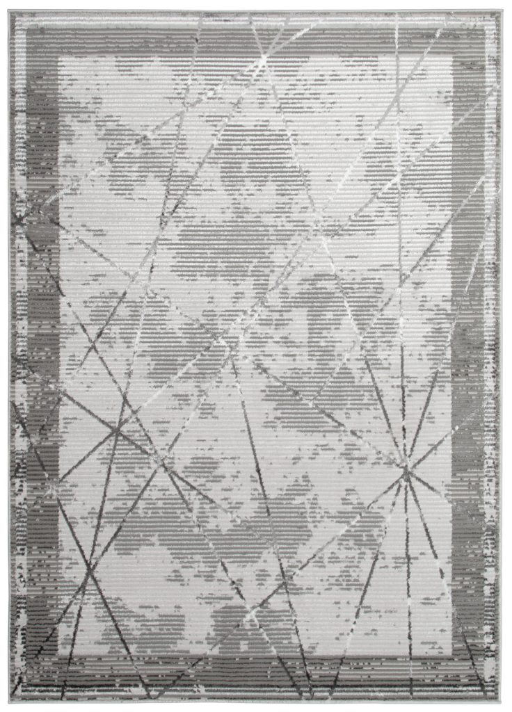 Teppich Crystal Grau Rahmen Geometrisch 3D Effekt