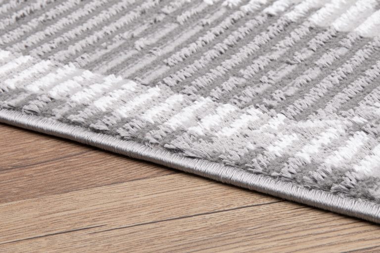 Teppich Crystal Grau Rahmen Geometrisch 3D Effekt