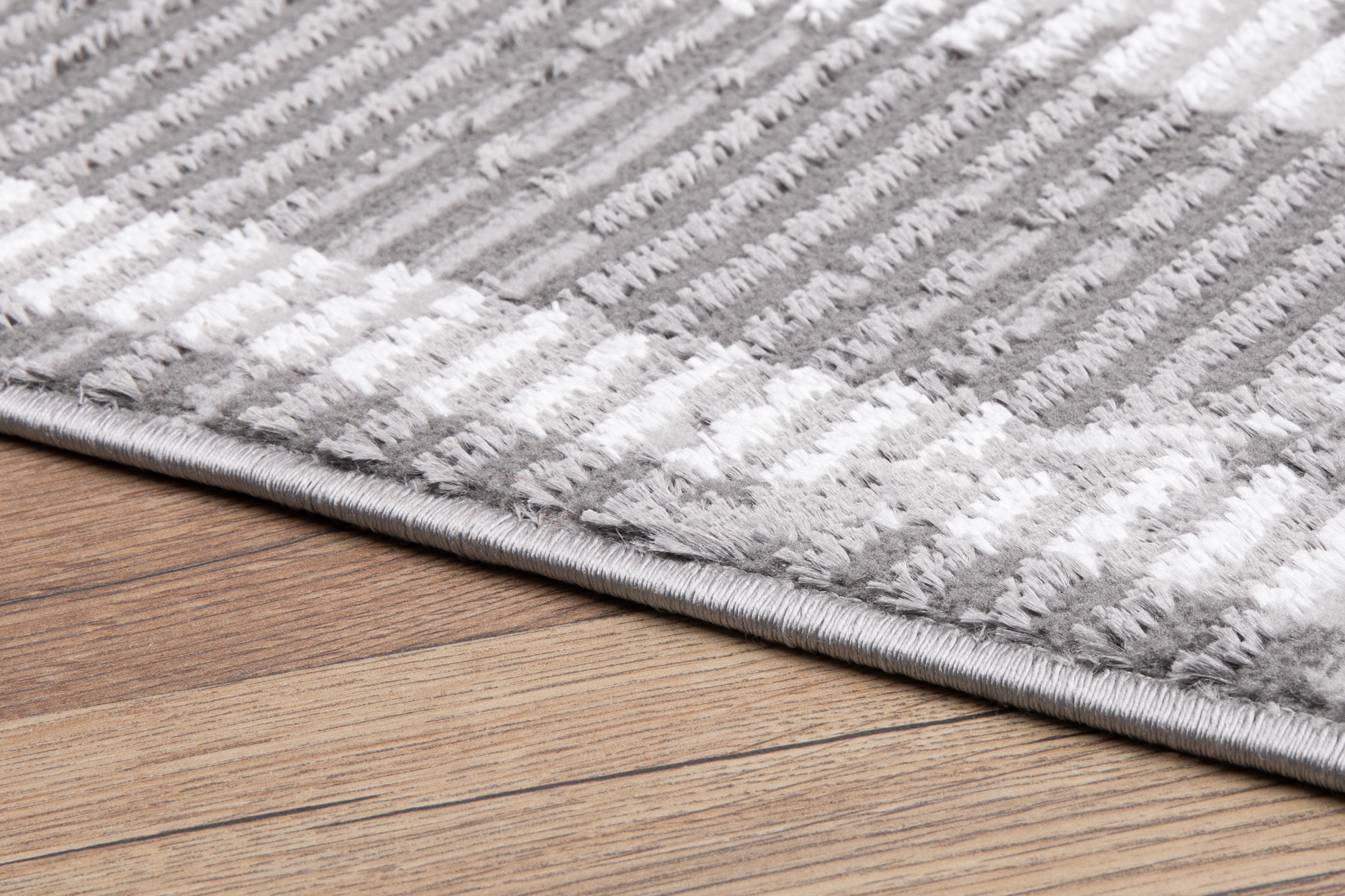 Teppich Crystal Grau Rahmen Geometrisch 3D Effekt