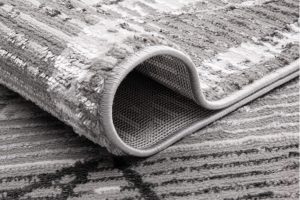 Teppich Crystal Grau Rahmen Geometrisch 3D Effekt