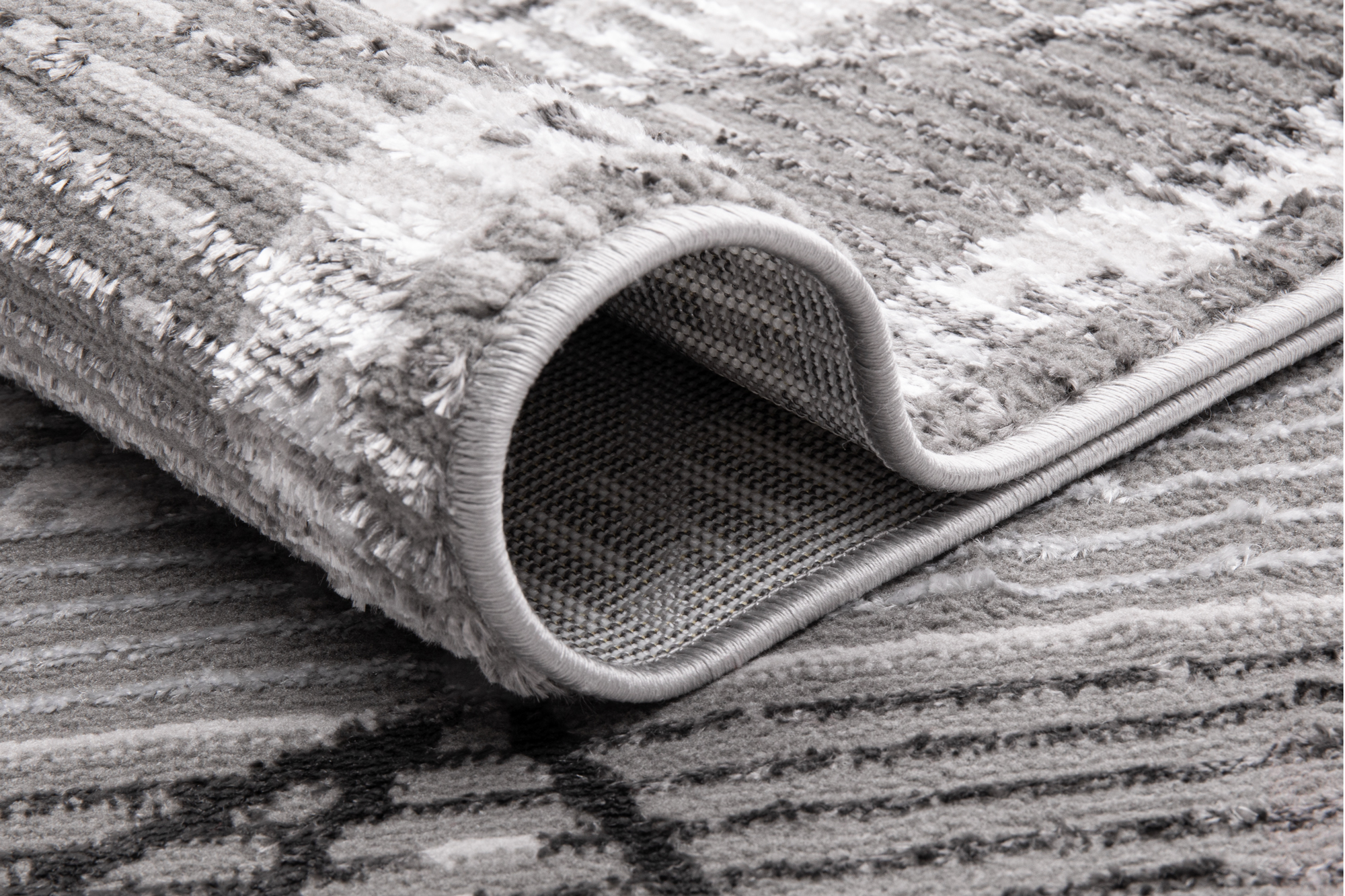 Teppich Crystal Grau Rahmen Geometrisch 3D Effekt