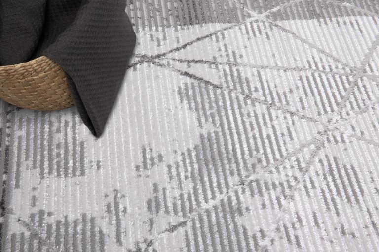 Teppich Crystal Grau Rahmen Geometrisch 3D Effekt