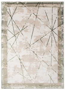 Teppich Crystal Grün Beige Rahmen Geometrisch 3D Effekt
