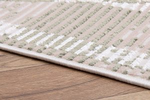 Teppich Crystal Grün Beige Rahmen Geometrisch 3D Effekt