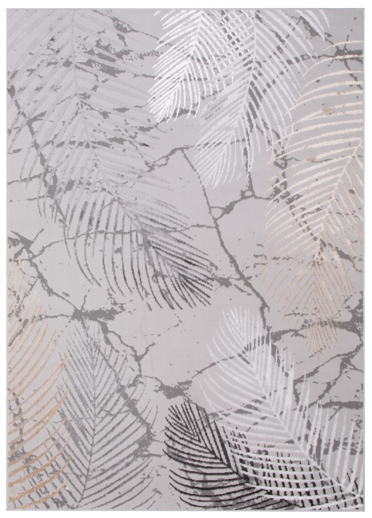 Teppich Crystal Braun Dunkelgrau Blätter 3D Effekt