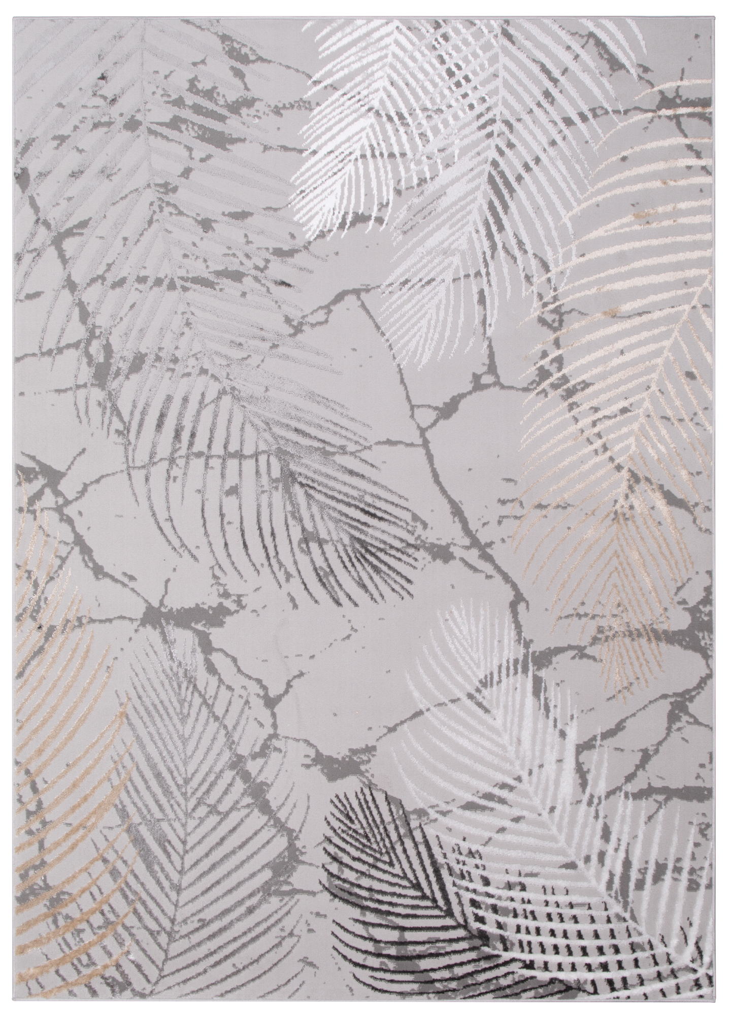 Teppich Crystal Braun Dunkelgrau Blätter 3D Effekt