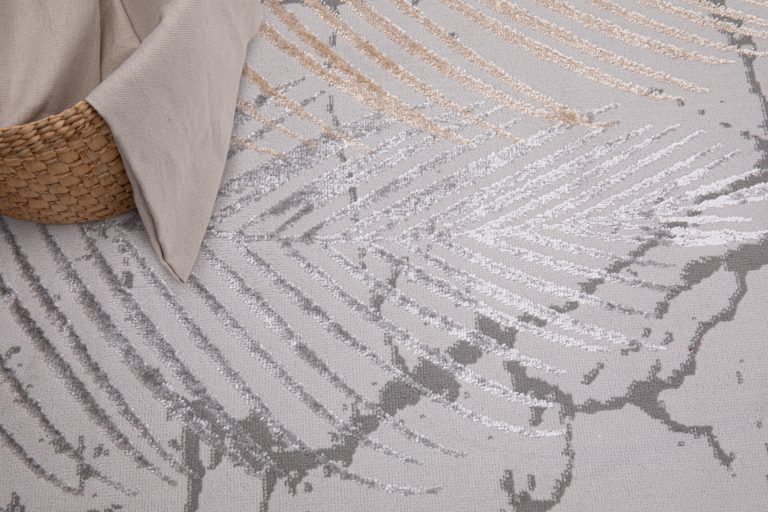 Teppich Crystal Braun Dunkelgrau Blätter 3D Effekt