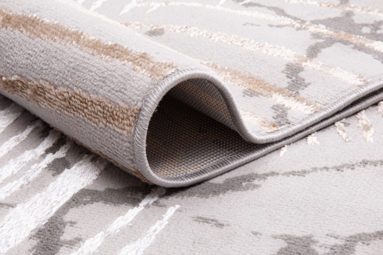 Teppich Crystal Braun Dunkelgrau Blätter 3D Effekt