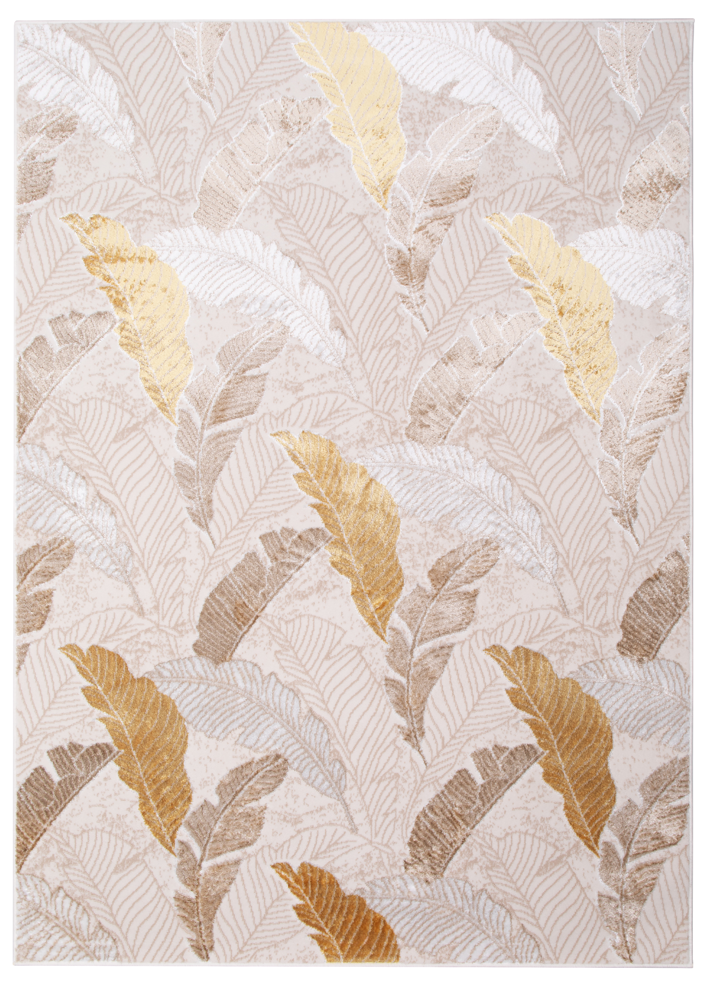 Teppich Crystal Gold Braun Beige Blätter 3D Effekt