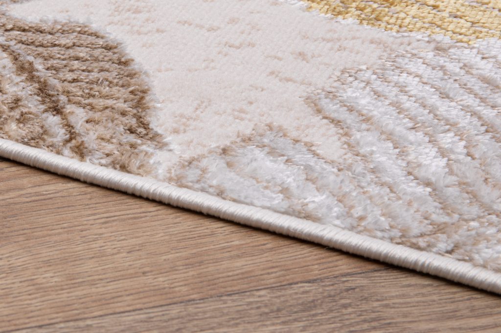 Teppich Crystal Gold Braun Beige Blätter 3D Effekt