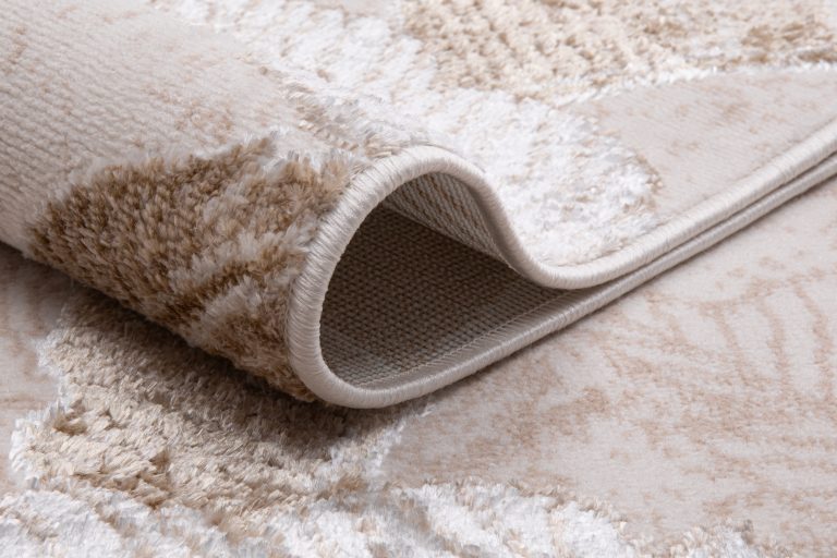 Teppich Crystal Gold Braun Beige Blätter 3D Effekt