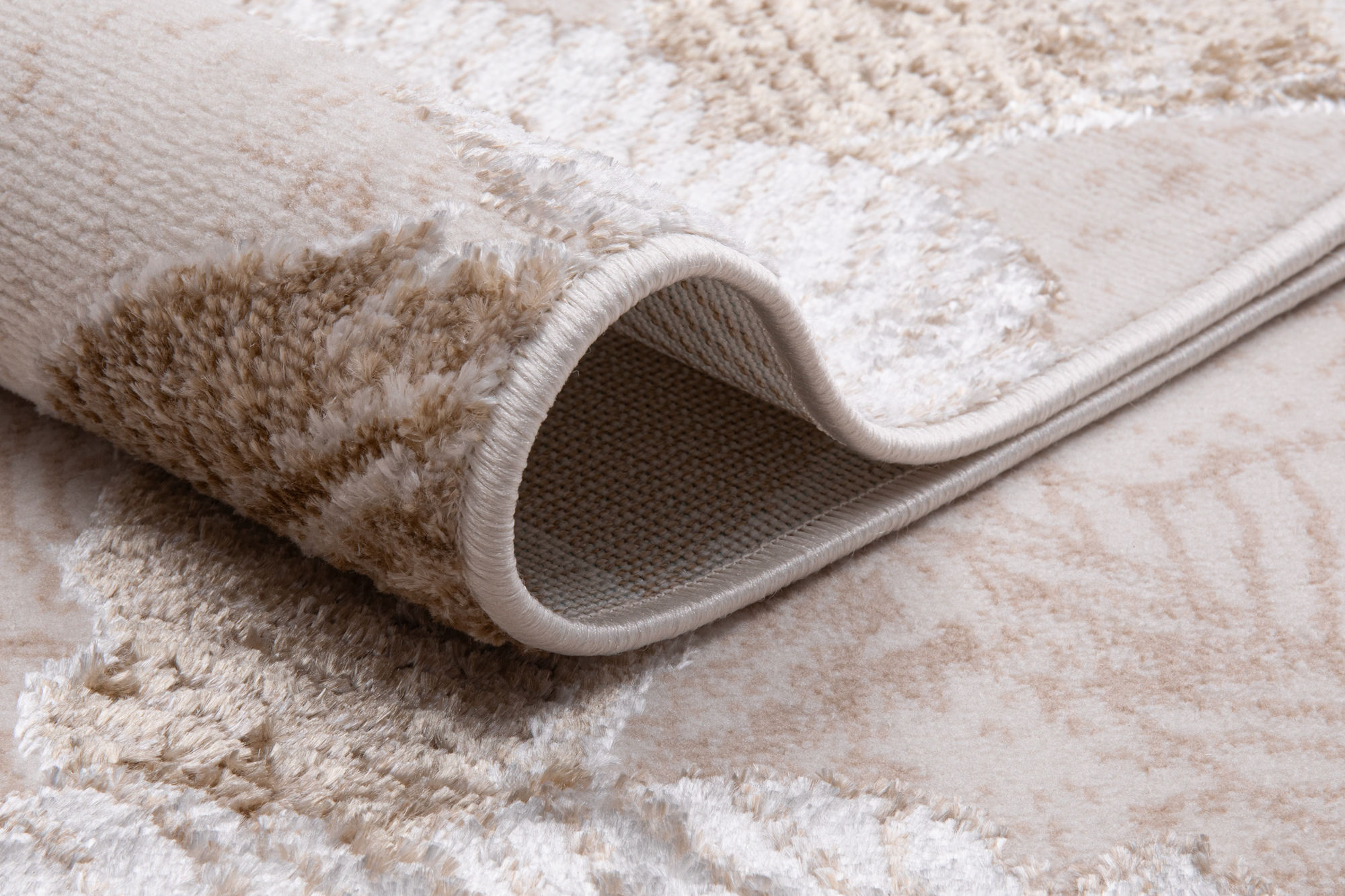 Teppich Crystal Gold Braun Beige Blätter 3D Effekt