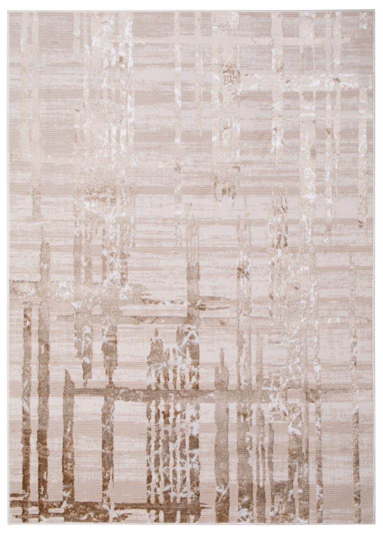 Teppich Crystal Beige Braun Streifen Abstrakt 3D Effekt