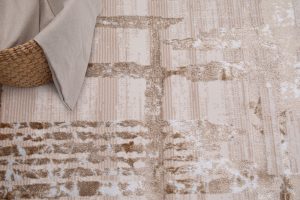 Teppich Crystal Beige Braun Streifen Abstrakt 3D Effekt