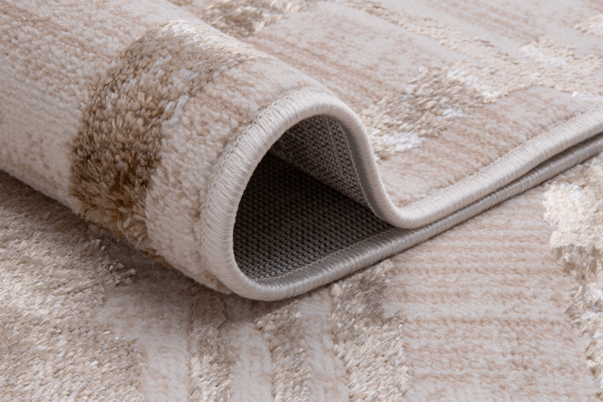 Teppich Crystal Beige Braun Streifen Abstrakt 3D Effekt