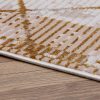 Teppich Crystal Gold Beige Rahmen Geometrisch 3D Effekt