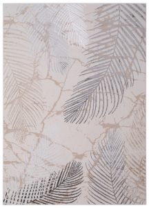 Teppich Crystal Creme Grau Braun Blätter 3D Effekt