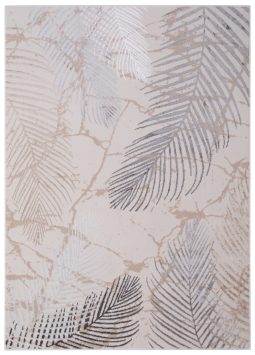 Teppich Crystal Creme Grau Braun Blätter 3D Effekt