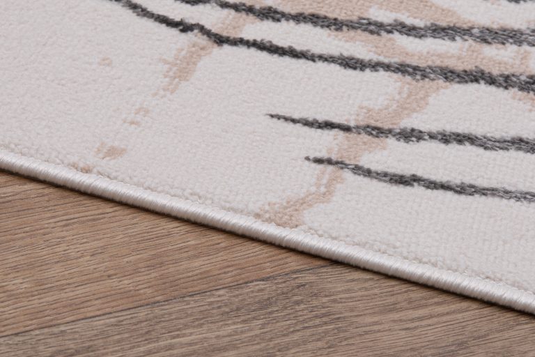 Teppich Crystal Creme Grau Braun Blätter 3D Effekt