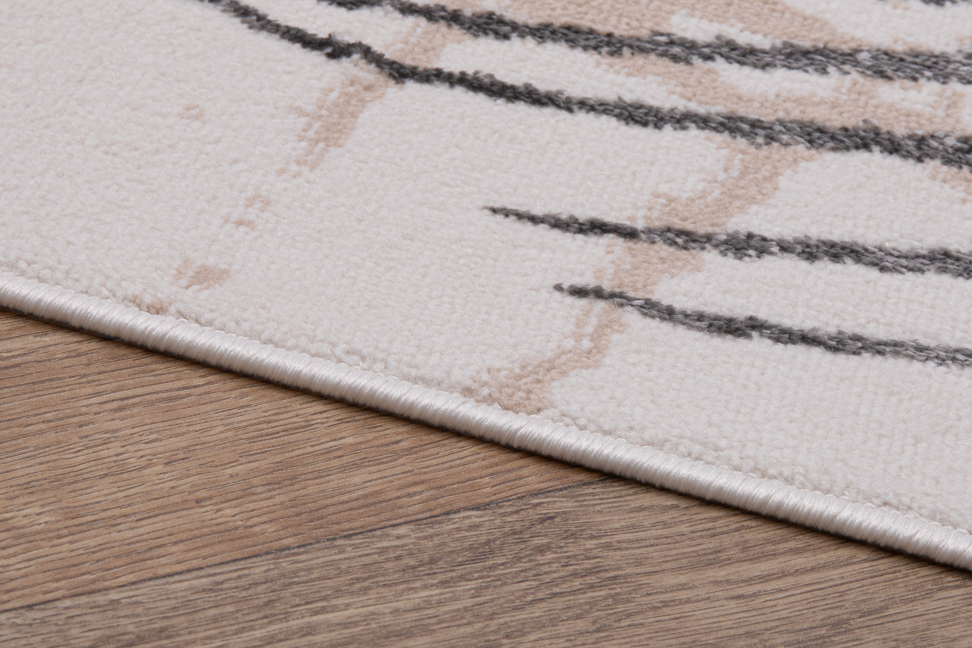 Teppich Crystal Creme Grau Braun Blätter 3D Effekt