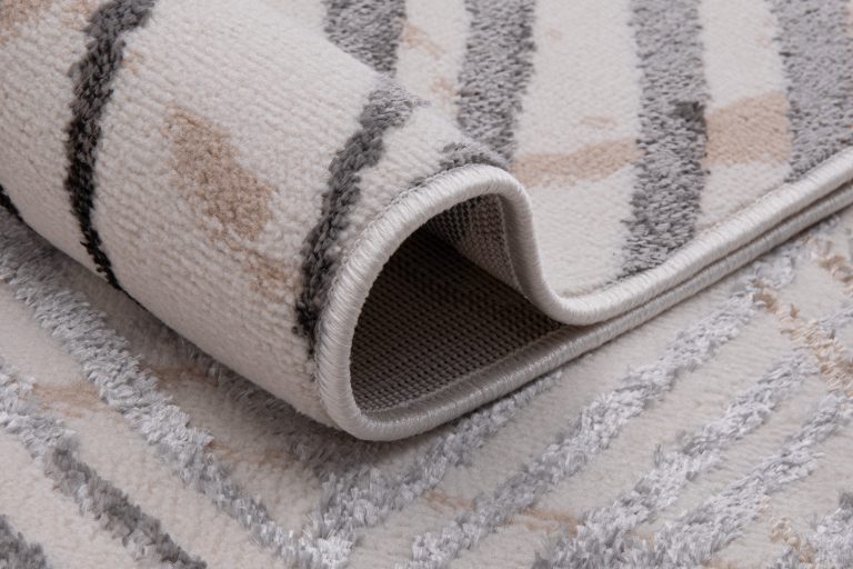 Teppich Crystal Creme Grau Braun Blätter 3D Effekt