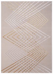 Teppich Crystal Gold Beige ZigZag Geometrisch 3D Effekt