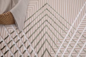 Teppich Crystal Grün Beige ZigZag Geometrisch 3D Effekt