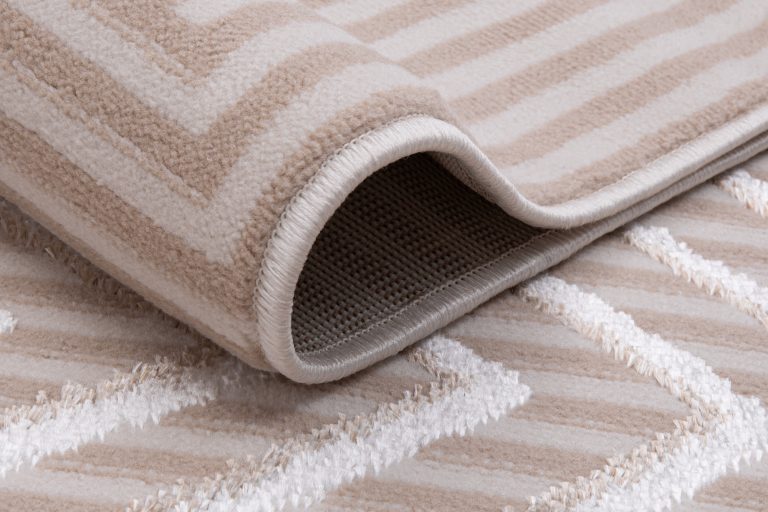 Teppich Crystal Grün Beige ZigZag Geometrisch 3D Effekt