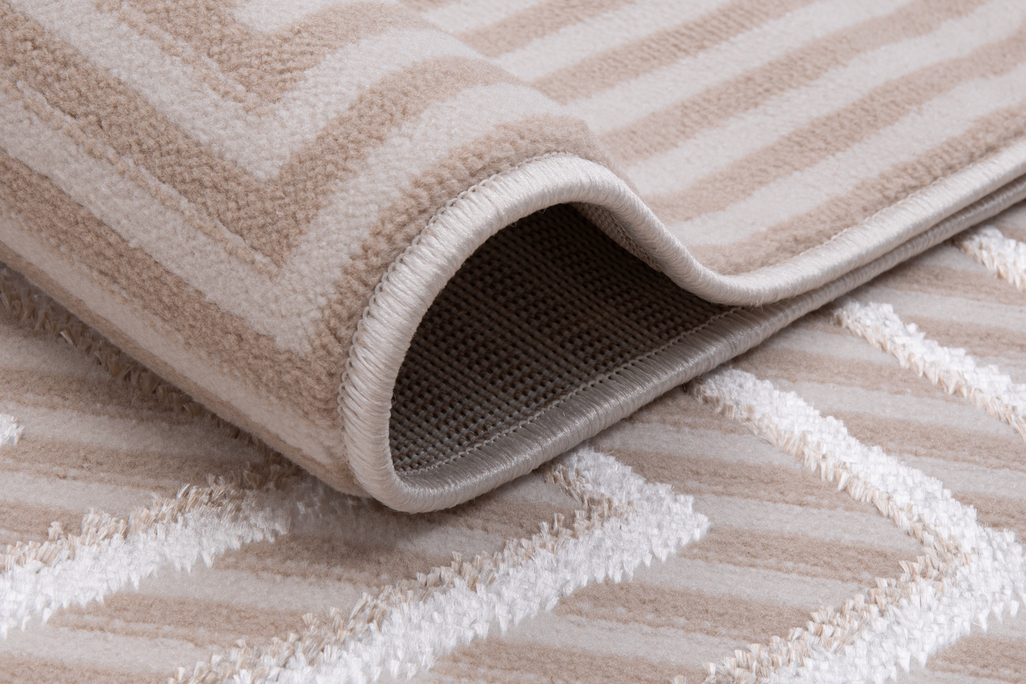 Teppich Crystal Grün Beige ZigZag Geometrisch 3D Effekt