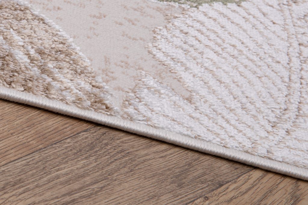 Teppich Crystal Grün Braun Beige Blätter 3D Effekt