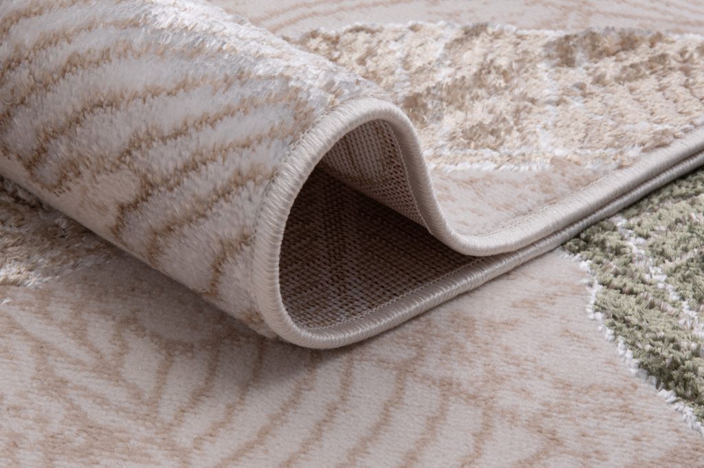 Teppich Crystal Grün Braun Beige Blätter 3D Effekt