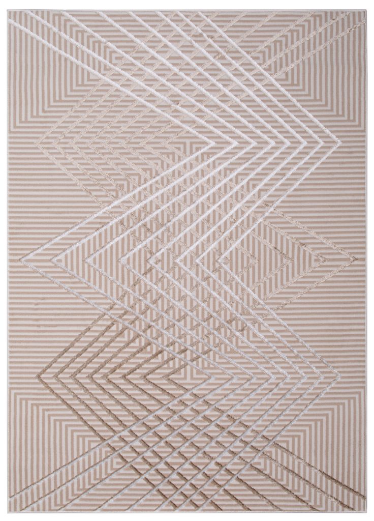 Teppich Crystal Beige Braun ZigZag Geometrisch 3D Effekt