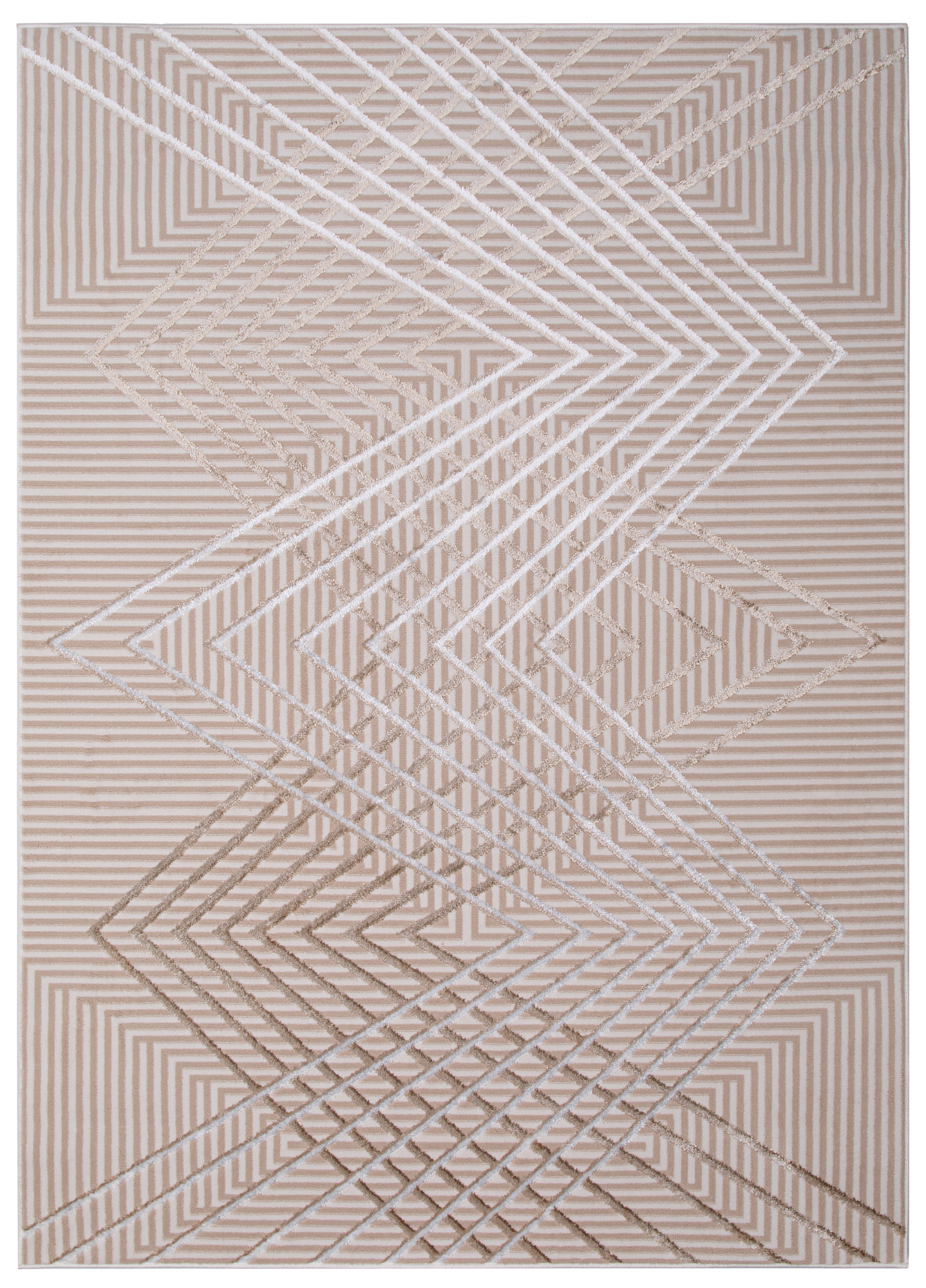 Teppich Crystal Beige Braun ZigZag Geometrisch 3D Effekt