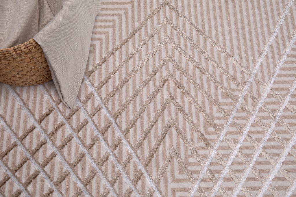 Teppich Crystal Beige Braun ZigZag Geometrisch 3D Effekt