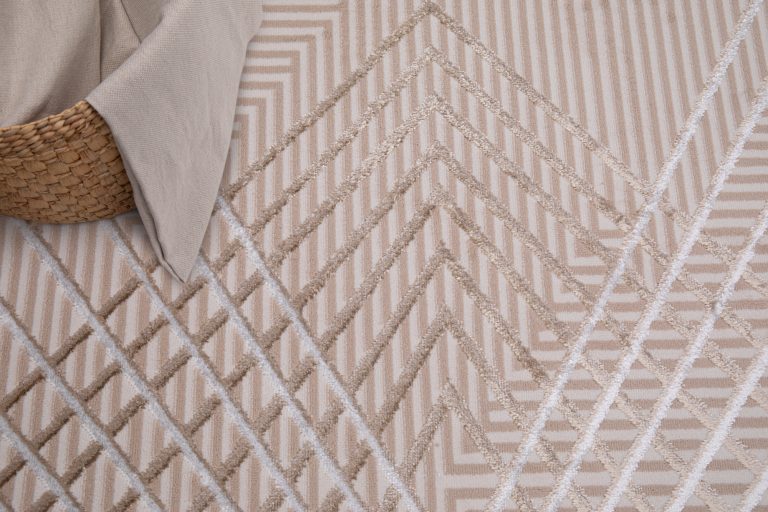 Teppich Crystal Beige Braun ZigZag Geometrisch 3D Effekt