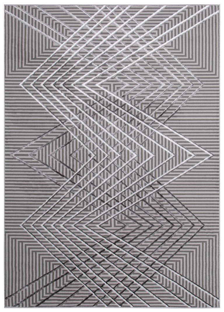 Teppich Crystal Grau ZigZag Geometrisch 3D Effekt