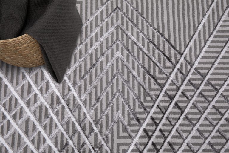 Teppich Crystal Grau ZigZag Geometrisch 3D Effekt