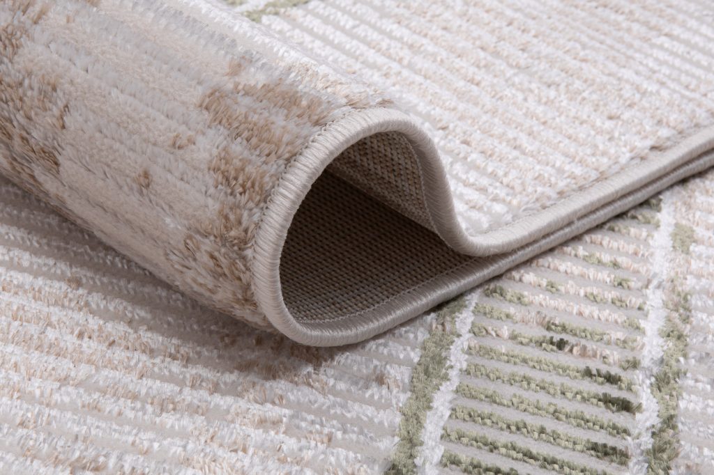 Teppich Crystal Grün Beige Rahmen Verwischt 3D Effekt