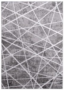 Teppich Crystal Grau Weiß Geometrisch Linien 3D Effekt