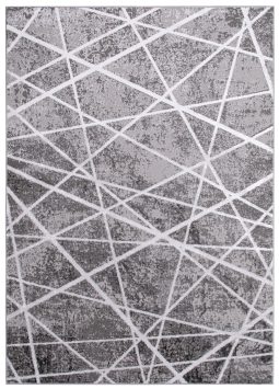 Teppich Crystal Grau Weiß Geometrisch Linien 3D Effekt