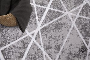 Teppich Crystal Grau Weiß Geometrisch Linien 3D Effekt