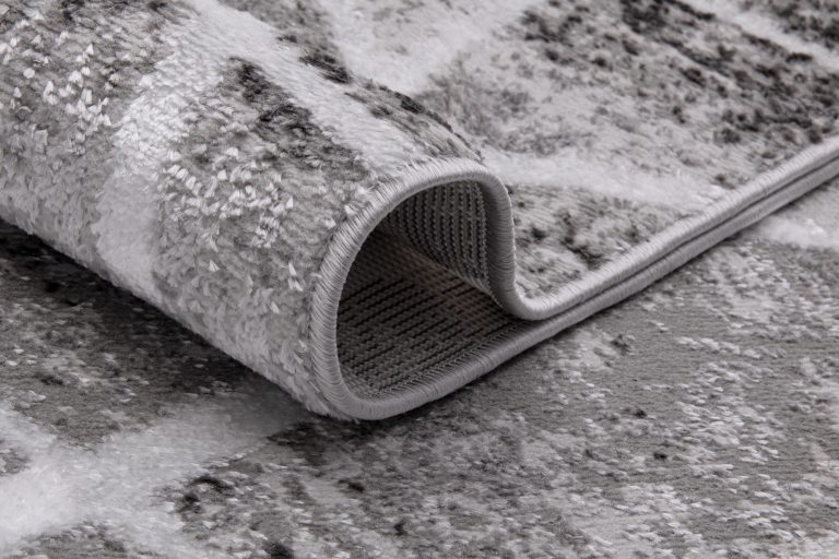 Teppich Crystal Grau Weiß Geometrisch Linien 3D Effekt