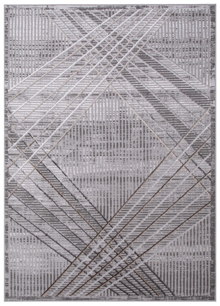 Teppich Crystal Hellgrau Beige Geometrisch 3D Effekt