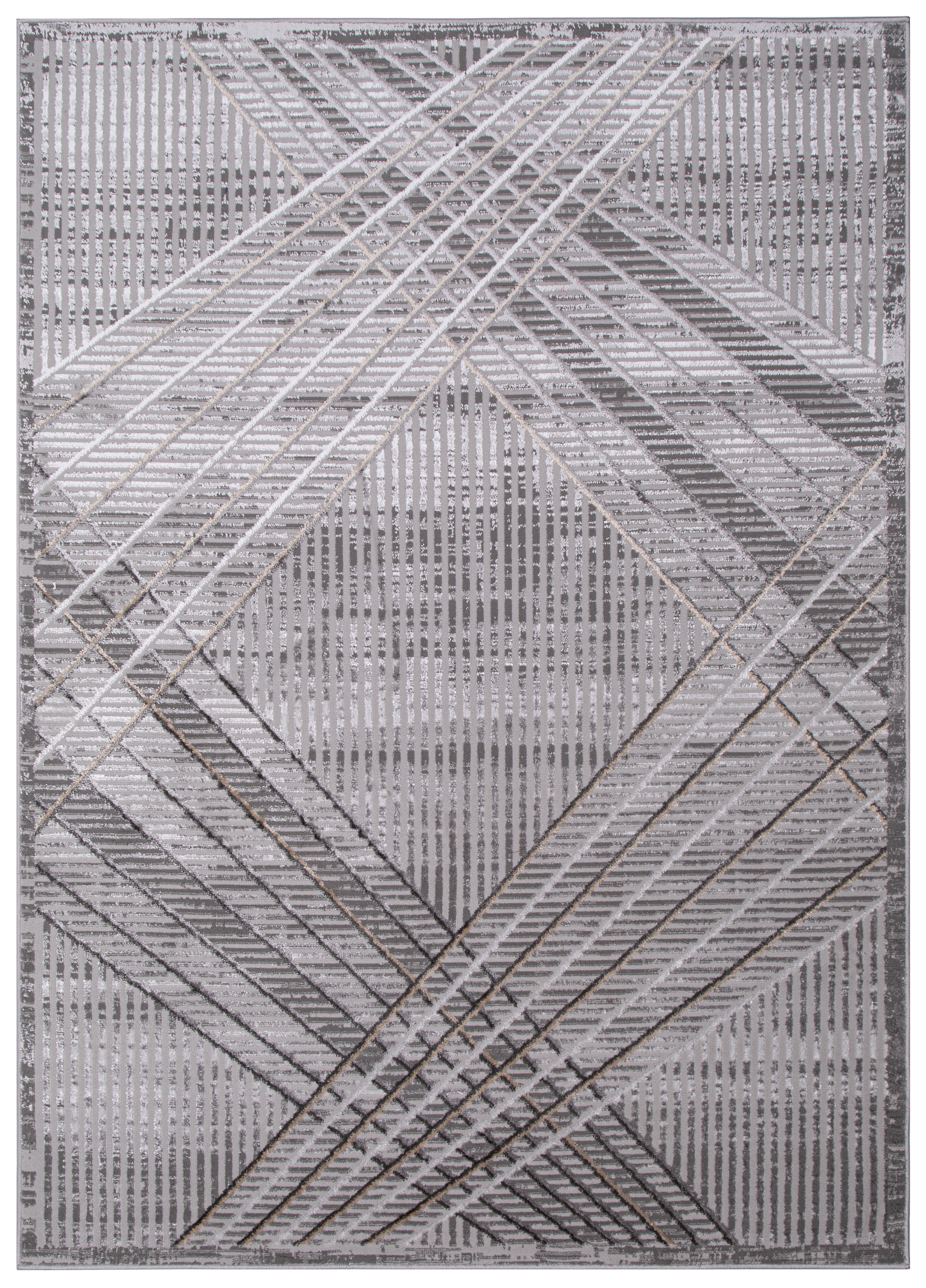 Teppich Crystal Hellgrau Beige Geometrisch 3D Effekt