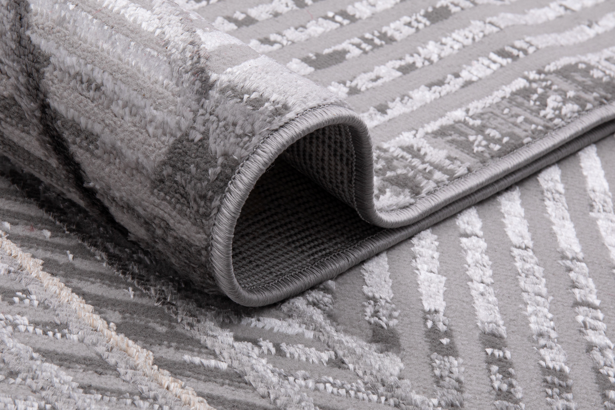 Teppich Crystal Hellgrau Beige Geometrisch 3D Effekt