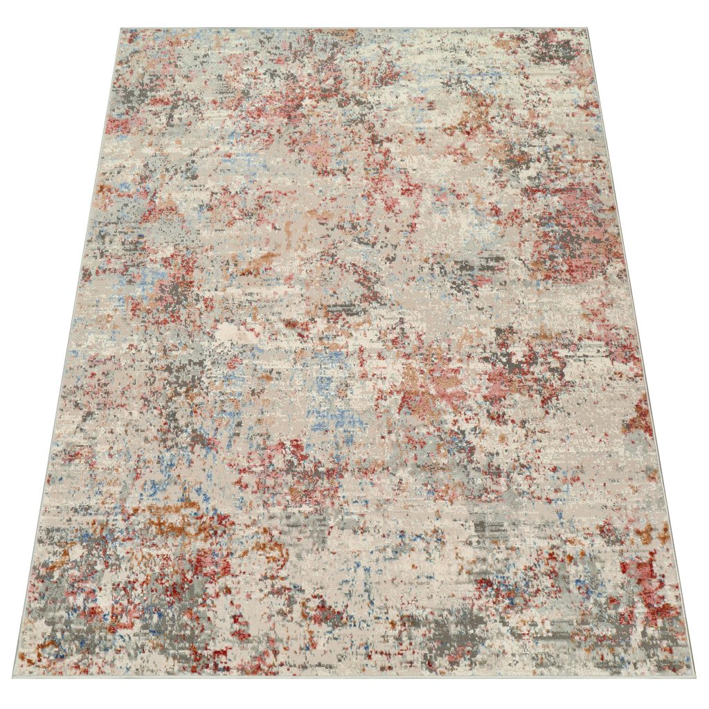Teppich Retro Grau Rostbraun Blau Melange Abstrakt